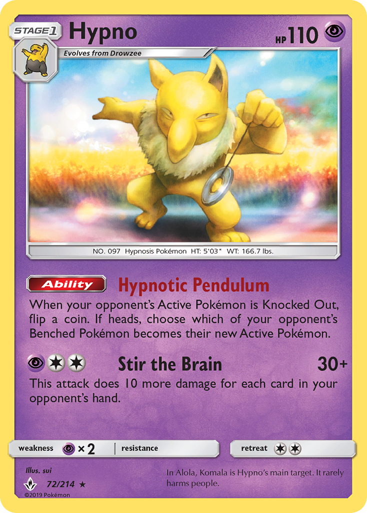 Hypno (72/214) [Sun & Moon: Unbroken Bonds] | Good Games Morley