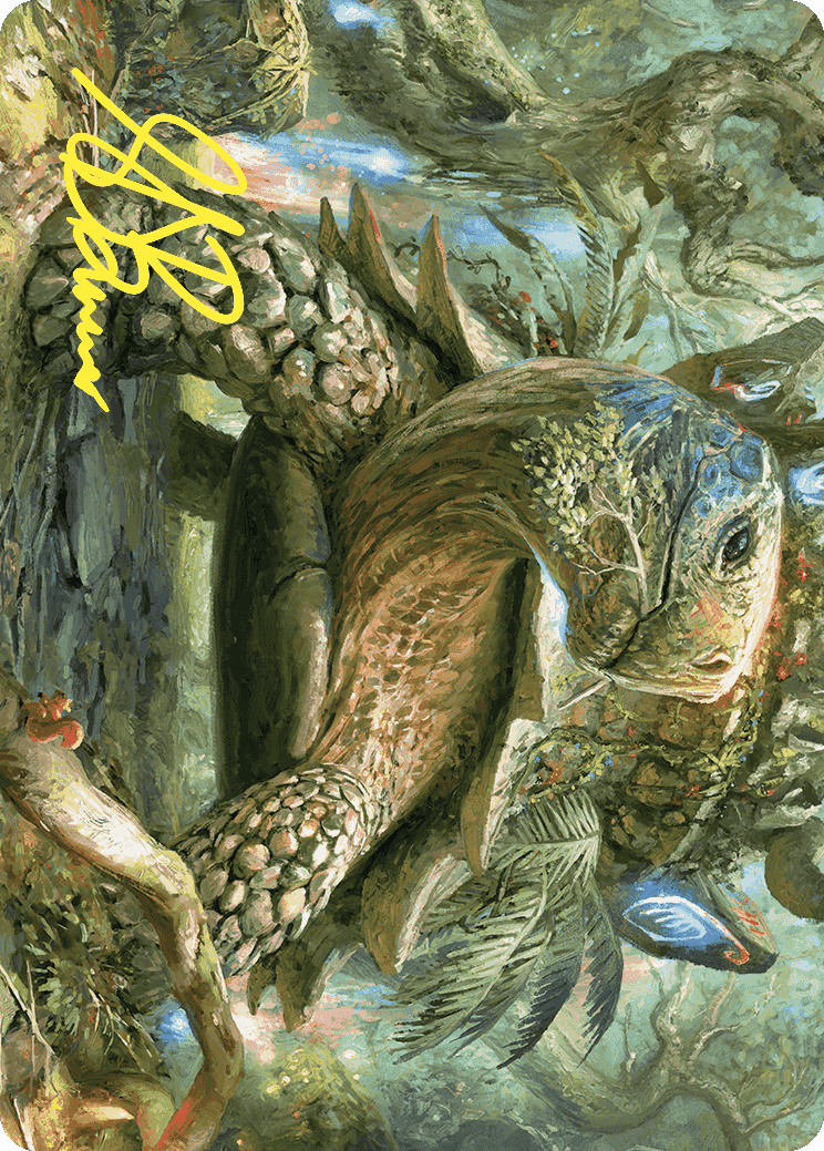 Blossoming Tortoise Art Card (Gold-Stamped Signature) [Wilds of Eldraine Art Series] | Good Games Morley