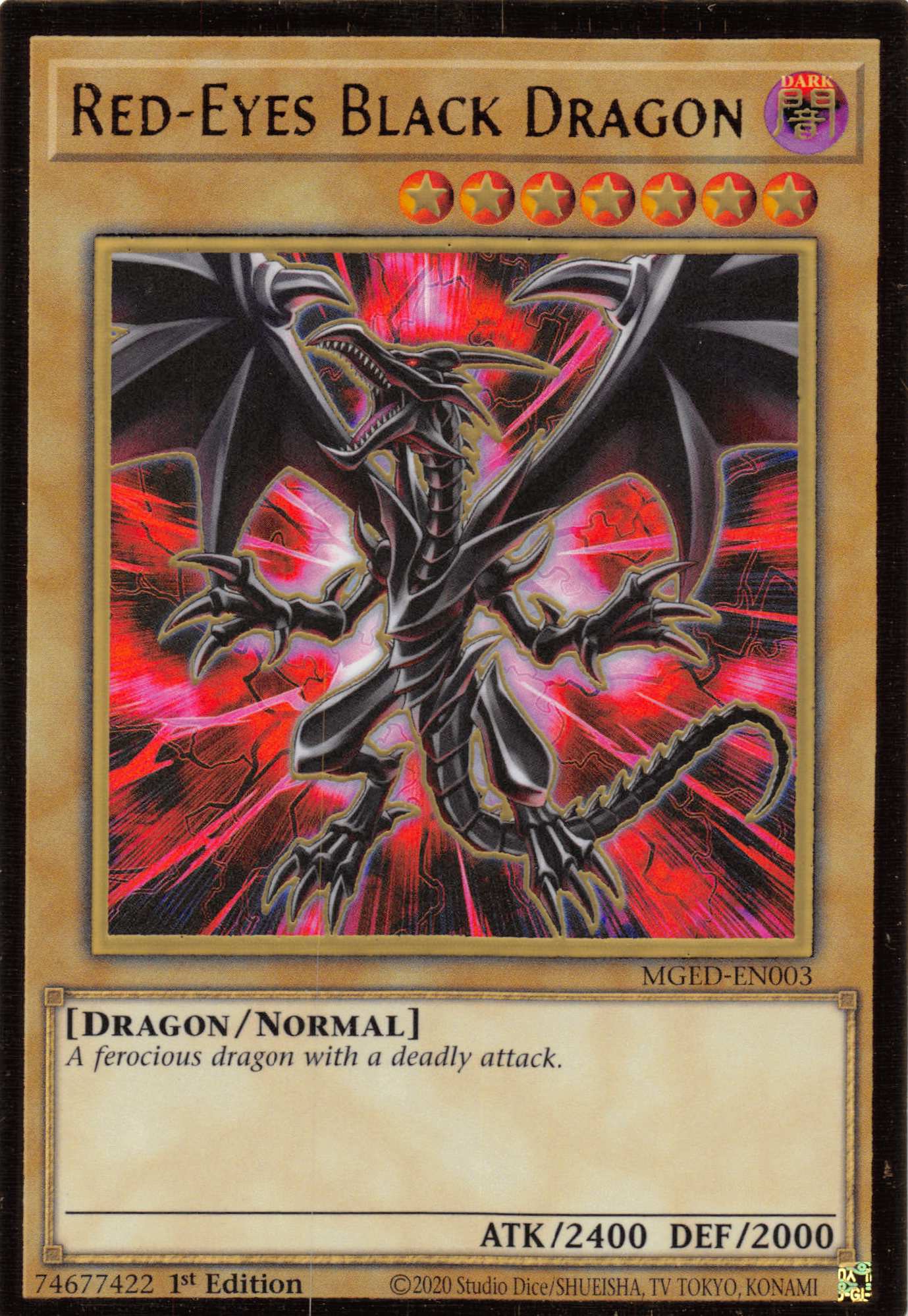 Red-Eyes Black Dragon (Alternate Art) [MGED-EN003] Gold Rare | Good Games Morley