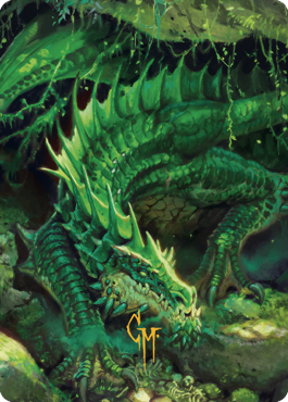 Lurking Green Dragon Art Card (Gold-Stamped Signature) [Commander Legends: Battle for Baldur's Gate Art Series] | Good Games Morley