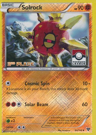 Solrock (64/146) (3rd Place League Challenge Promo) [XY: Base Set] | Good Games Morley