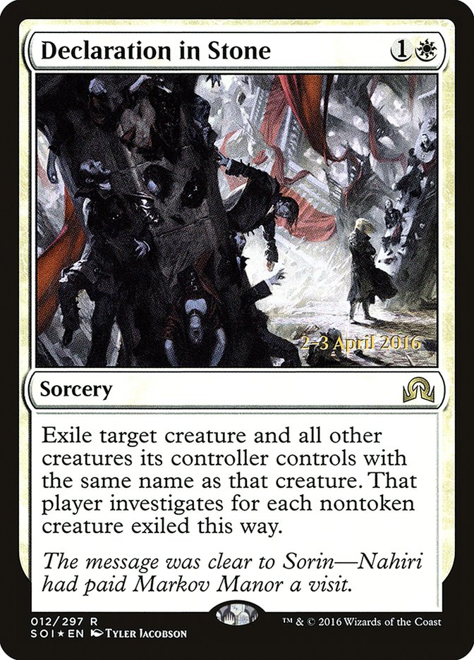 Declaration in Stone [Shadows over Innistrad Prerelease Promos] | Good Games Morley