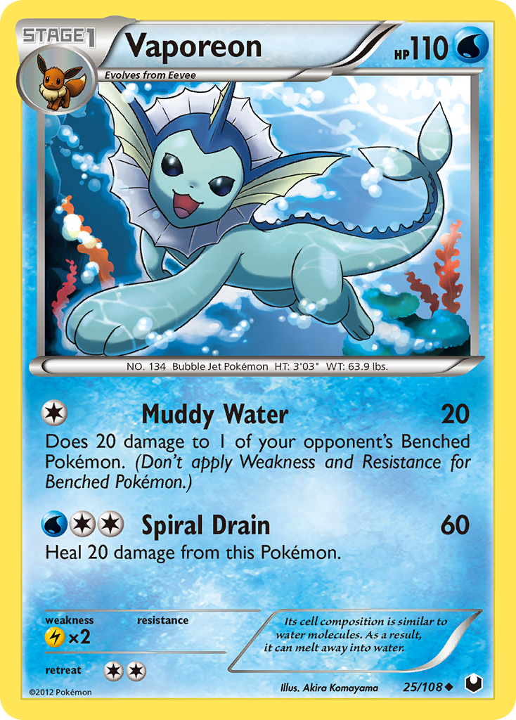 Vaporeon (25/108) [Black & White: Dark Explorers] | Good Games Morley