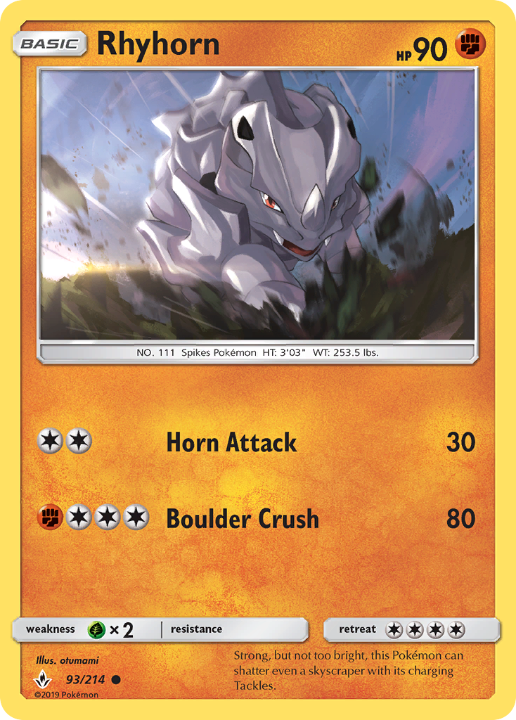 Rhyhorn (93/214) [Sun & Moon: Unbroken Bonds] | Good Games Morley