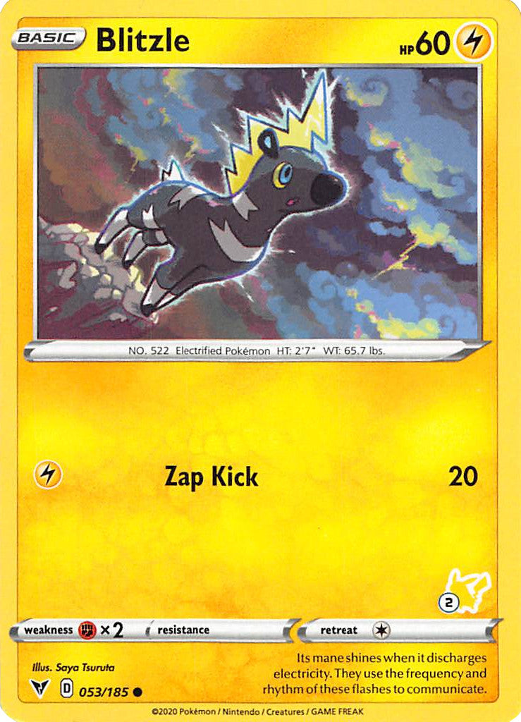 Blitzle (053/185) (Pikachu Stamp #2) [Battle Academy 2022] | Good Games Morley