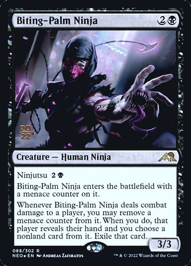 Biting-Palm Ninja [Kamigawa: Neon Dynasty Prerelease Promos] | Good Games Morley