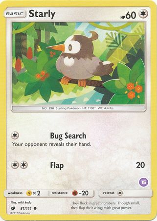 Starly (81/111) (Deck Exclusive #15) [Sun & Moon: Trainer Kit - Alolan Sandslash] | Good Games Morley