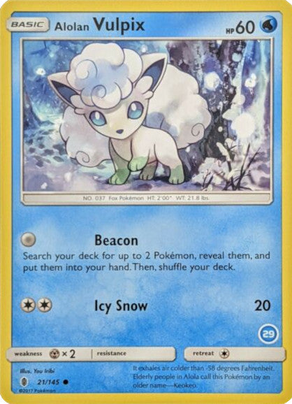 Alolan Vulpix (21/145) (Deck Exclusive #29) [Sun & Moon: Trainer Kit - Alolan Ninetales] | Good Games Morley