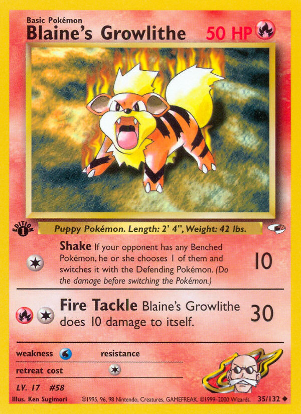 Blaine's Growlithe (35/132) [Gym Heroes 1st Edition] | Good Games Morley