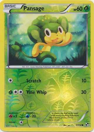 Pansage (7/114) (Energy Holo) [Black & White: Base Set] | Good Games Morley