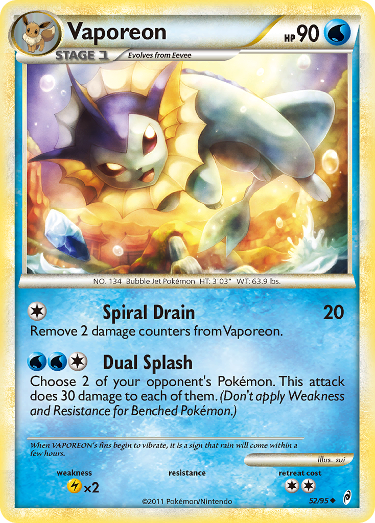 Vaporeon (52/95) [HeartGold & SoulSilver: Call of Legends] | Good Games Morley