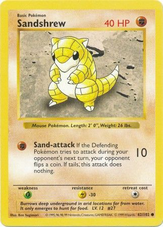 Sandshrew (62/102) [Base Set Shadowless Unlimited] | Good Games Morley