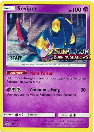 Seviper (SM46) (Staff Prerelease Promo) [Sun & Moon: Black Star Promos] | Good Games Morley