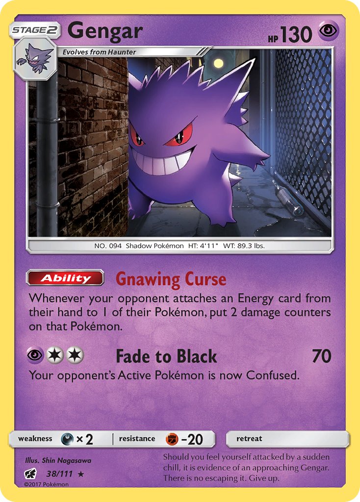 Gengar (38/111) (Prerelease Kit Exclusive) (Theme Deck Exclusive) [Sun & Moon: Crimson Invasion] | Good Games Morley