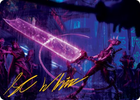 Enormous Energy Blade Art Card (Gold-Stamped Signature) [Kamigawa: Neon Dynasty Art Series] | Good Games Morley
