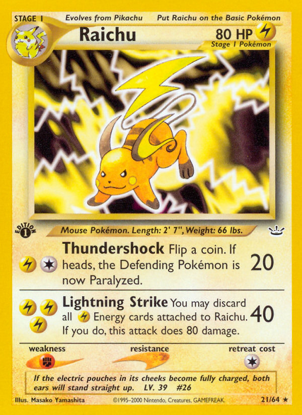 Raichu (21/64) [Neo Revelation 1st Edition] | Good Games Morley