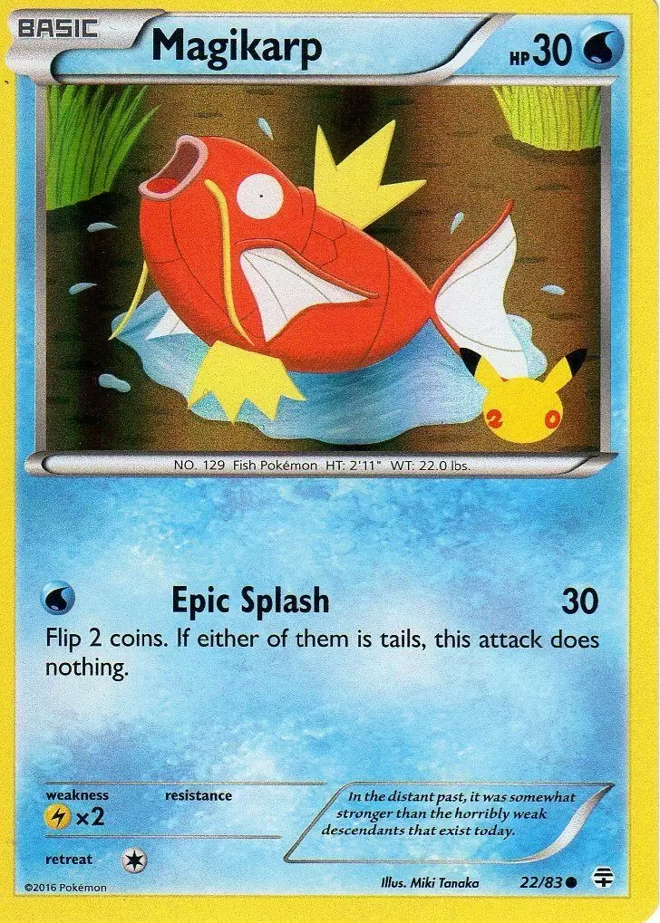 Magikarp (22/83) (20th Anniversary Stamp) [XY: Generations] | Good Games Morley