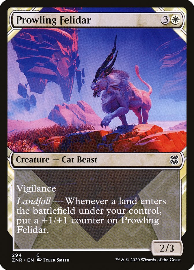 Prowling Felidar (Showcase) [Zendikar Rising] | Good Games Morley