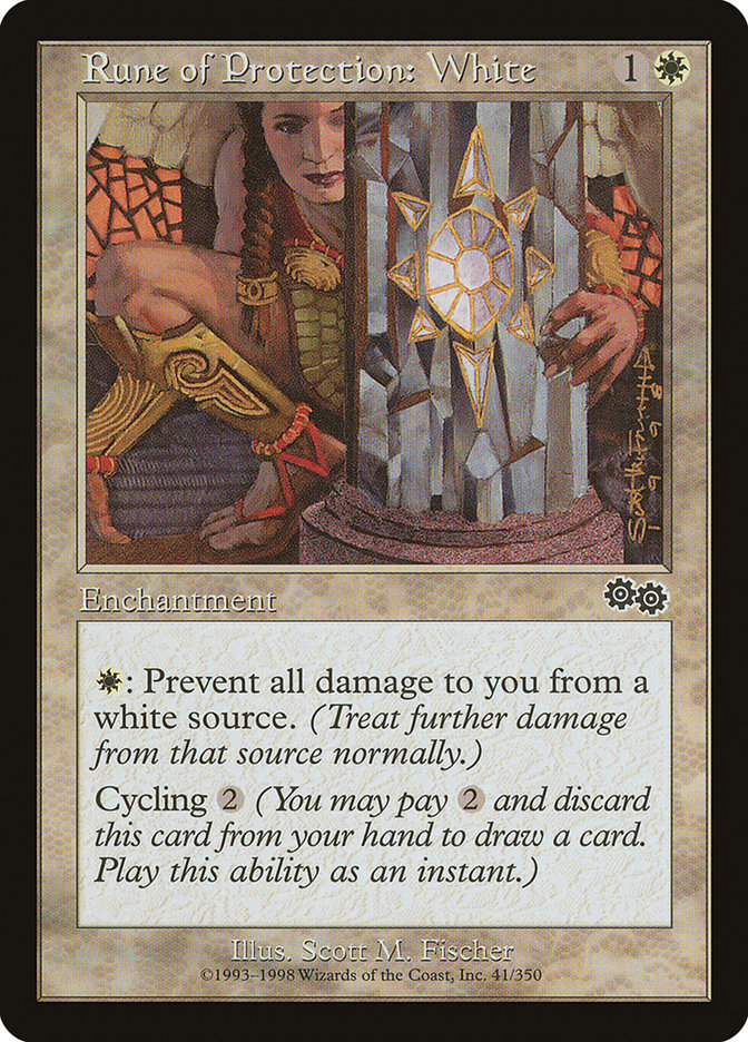 Rune of Protection: White [Urza's Saga] | Good Games Morley