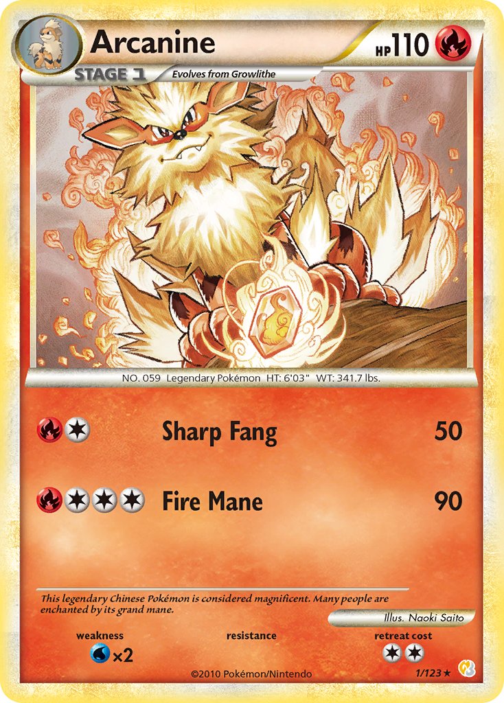 Arcanine (1/123) (Theme Deck Exclusive) [HeartGold & SoulSilver: Base Set] | Good Games Morley