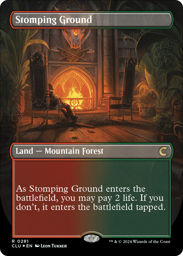 Stomping Ground (Borderless) [Ravnica: Clue Edition] | Good Games Morley