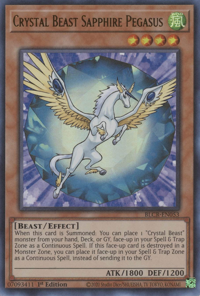 Crystal Beast Sapphire Pegasus [BLCR-EN053] Ultra Rare | Good Games Morley