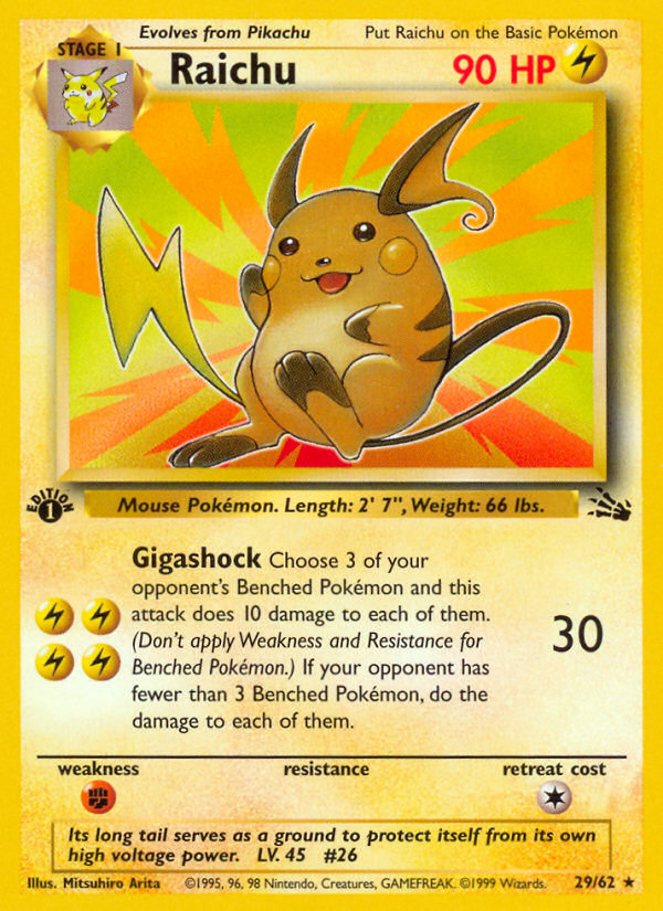 Raichu (29/62) [Fossil 1st Edition] | Good Games Morley