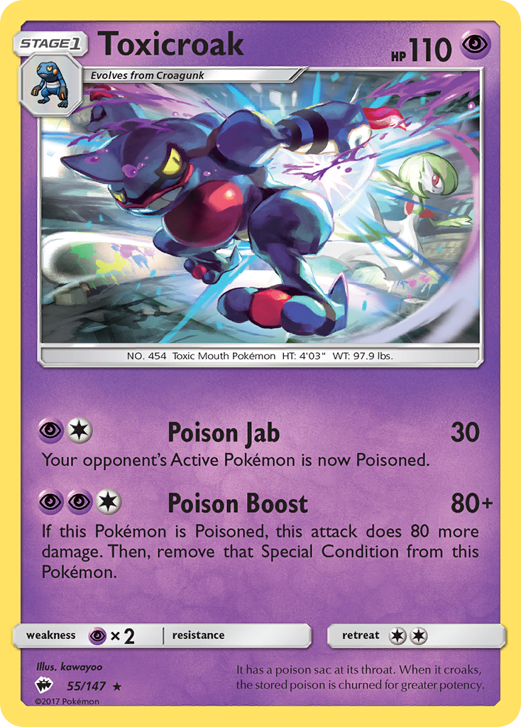 Toxicroak (55/147) [Sun & Moon: Burning Shadows] | Good Games Morley