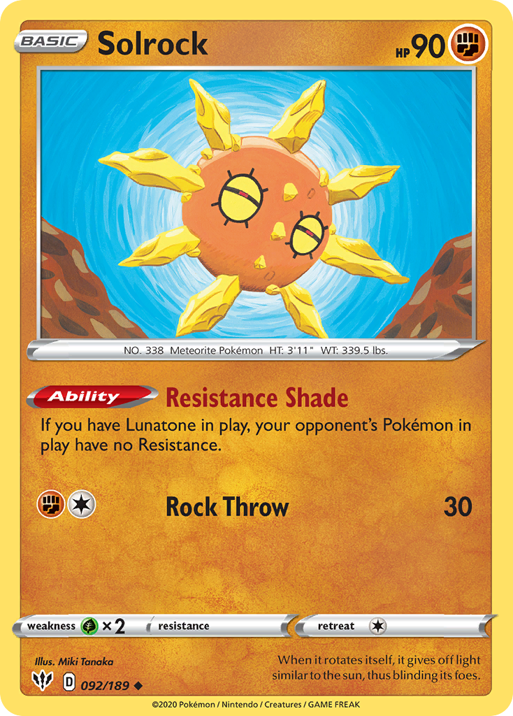 Solrock (092/189) [Sword & Shield: Darkness Ablaze] | Good Games Morley