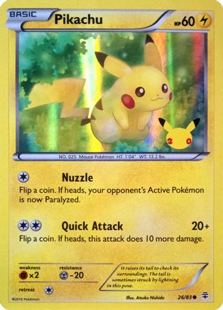 Pikachu (26/83) (20th Anniversary) [XY: Generations] | Good Games Morley