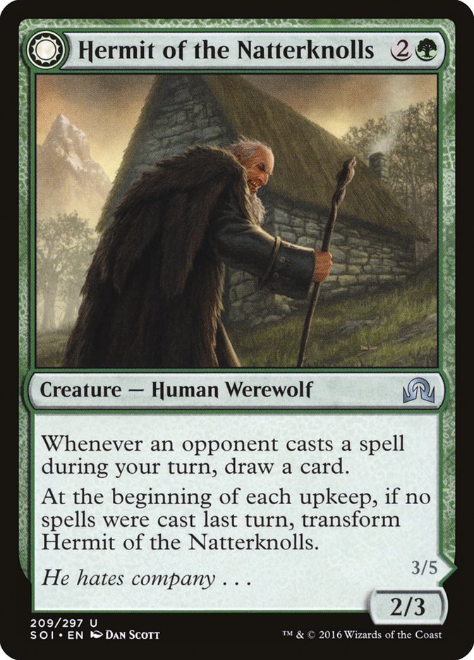 Hermit of the Natterknolls // Lone Wolf of the Natterknolls [Shadows over Innistrad] | Good Games Morley