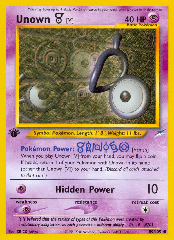 Unown [V] (89/105) [Neo Destiny 1st Edition] | Good Games Morley