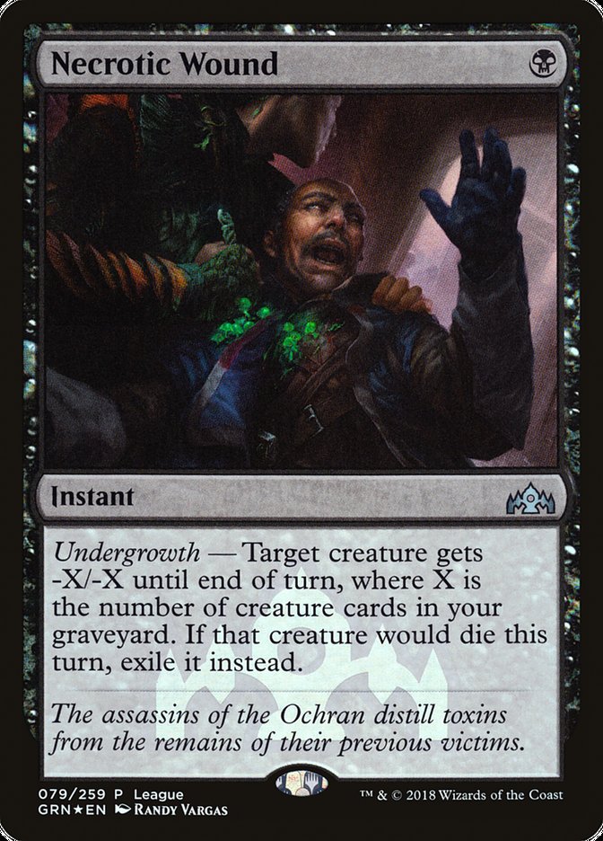 Necrotic Wound (League) [Guilds of Ravnica Promos] | Good Games Morley
