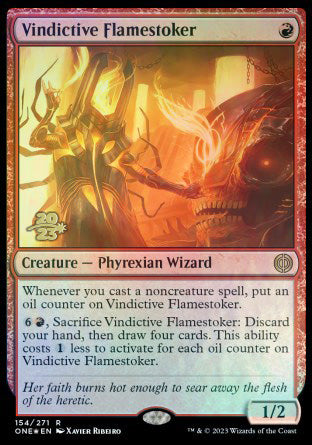 Vindictive Flamestoker [Phyrexia: All Will Be One Prerelease Promos] | Good Games Morley