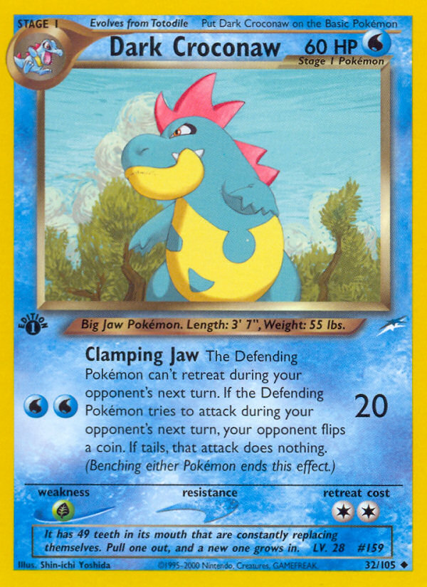 Dark Croconaw (32/105) [Neo Destiny 1st Edition] | Good Games Morley