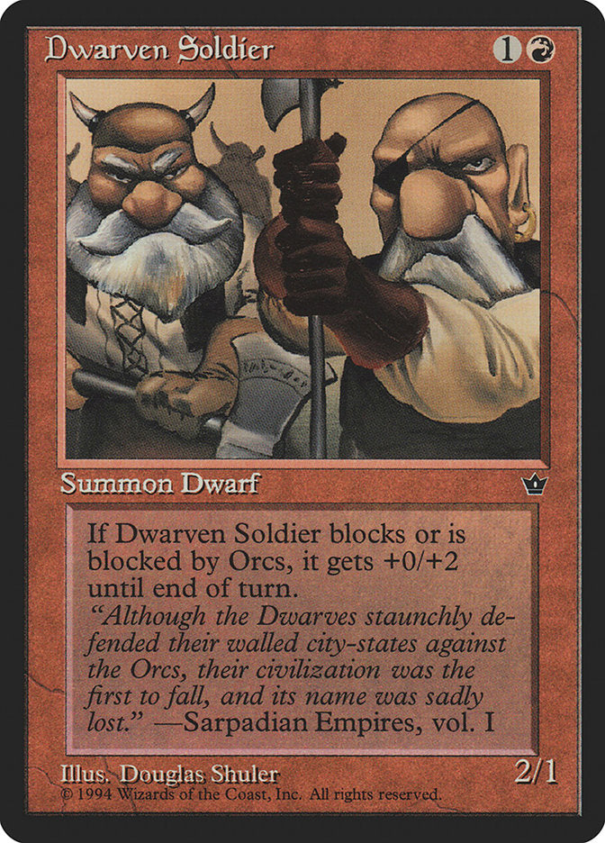 Dwarven Soldier (Douglas Shuler) [Fallen Empires] | Good Games Morley