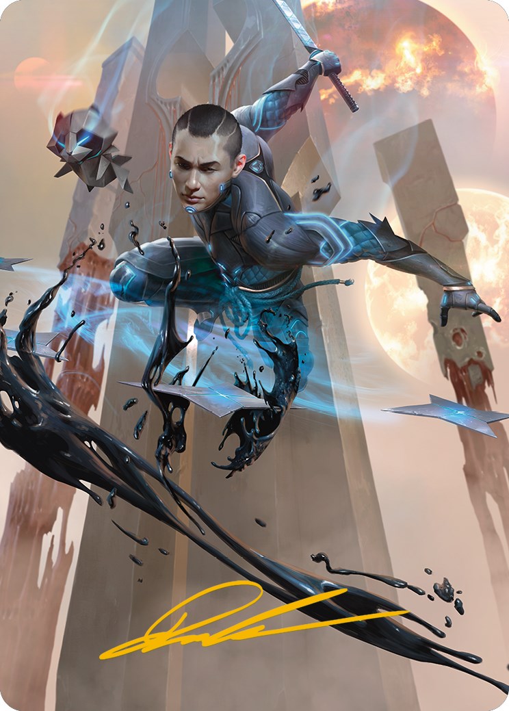 Kaito, Dancing Shadow Art Card (Gold-Stamped Signature) [Phyrexia: All Will Be One Art Series] | Good Games Morley