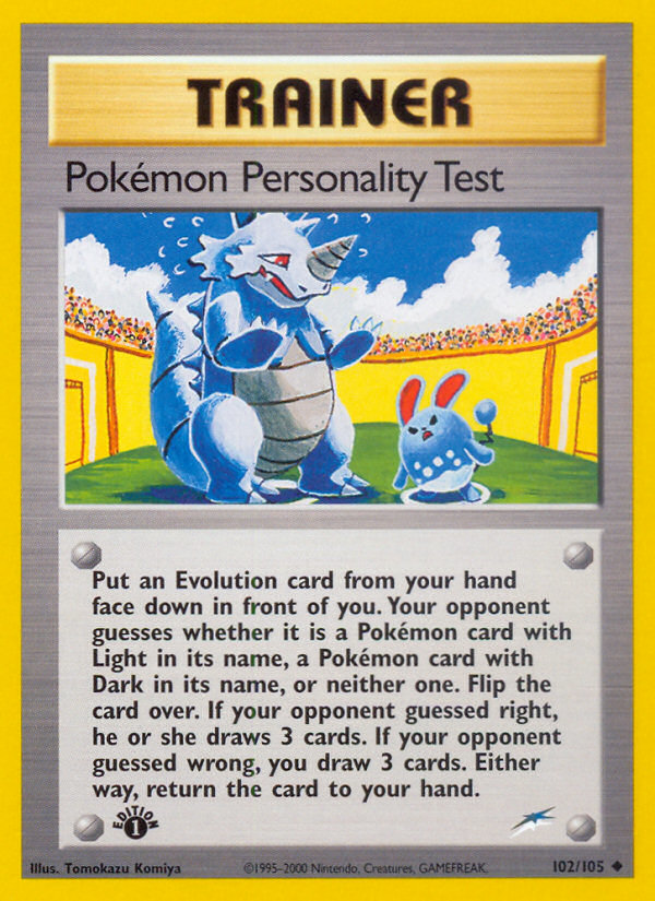 Pokemon Personality Test (102/105) [Neo Destiny 1st Edition] | Good Games Morley