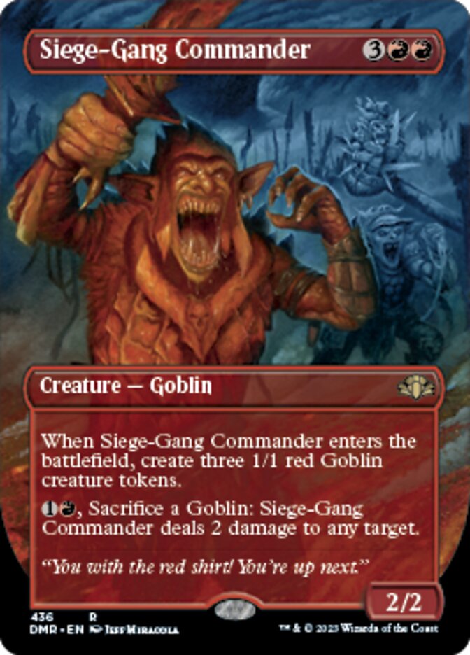 Siege-Gang Commander (Borderless Alternate Art) [Dominaria Remastered] | Good Games Morley