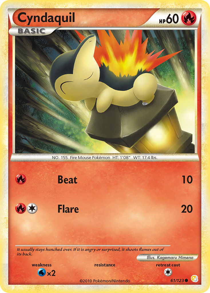 Cyndaquil (61/123) [HeartGold & SoulSilver: Base Set] | Good Games Morley