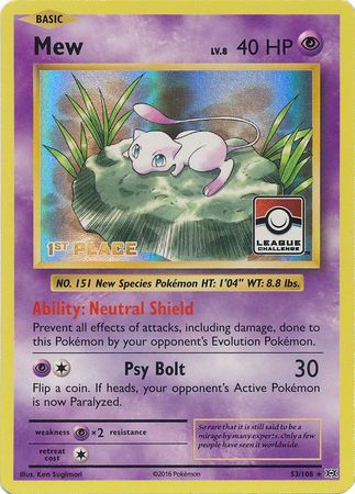 Mew (53/108) (League Promo 1st Place) [XY: Evolutions] | Good Games Morley