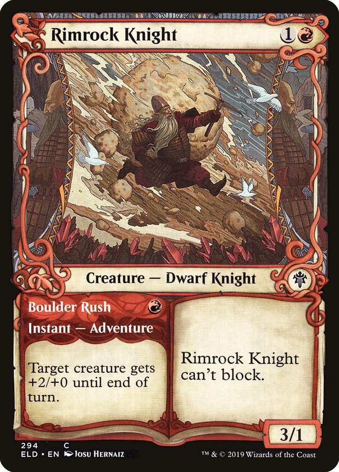 Rimrock Knight // Boulder Rush (Showcase) [Throne of Eldraine] | Good Games Morley
