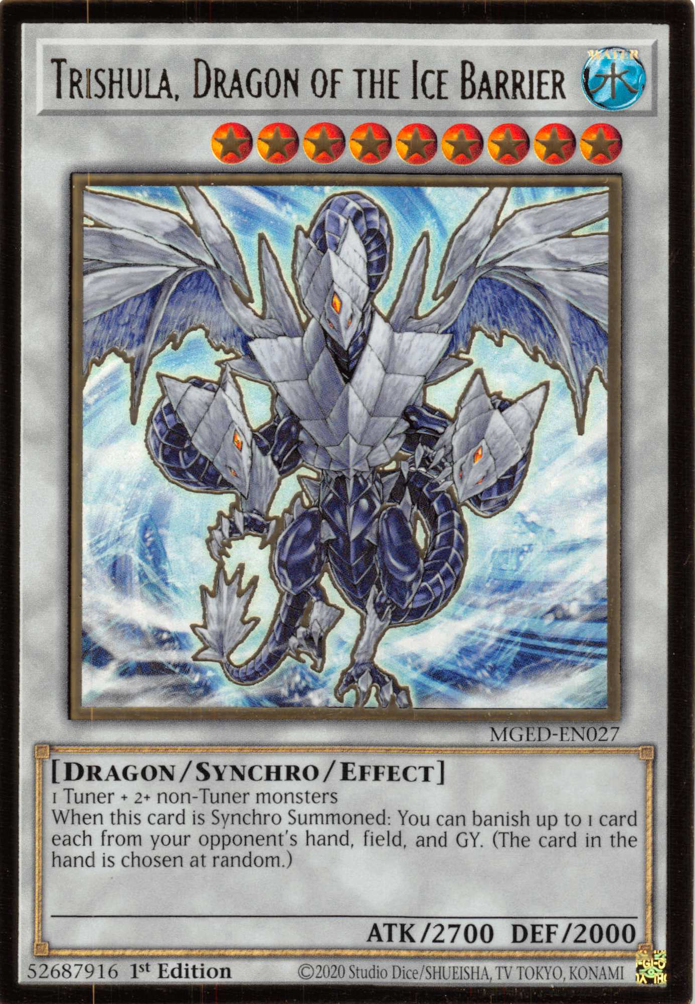 Trishula, Dragon of the Ice Barrier [MGED-EN027] Gold Rare | Good Games Morley