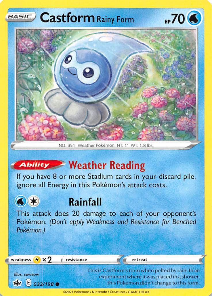 Castform Rainy Form (033/198) [Sword & Shield: Chilling Reign] | Good Games Morley