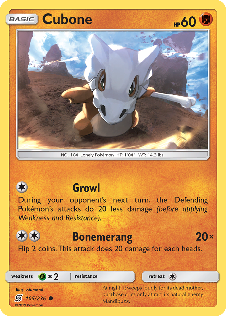 Cubone (105/236) [Sun & Moon: Unified Minds] | Good Games Morley