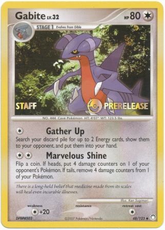 Gabite (48/123) (Staff Prerelease Promo) [Diamond & Pearl: Black Star Promos] | Good Games Morley