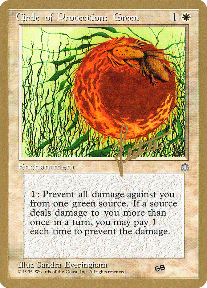 Circle of Protection: Green (Bertrand Lestree) (SB) (ICE) [Pro Tour Collector Set] | Good Games Morley