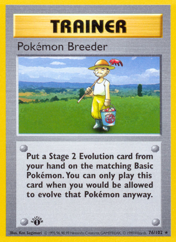 Pokemon Breeder (76/102) (Shadowless) [Base Set 1st Edition] | Good Games Morley
