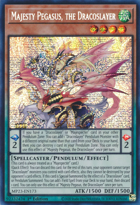 Majesty Pegasus, the Dracoslayer [MP23-EN173] Prismatic Secret Rare | Good Games Morley