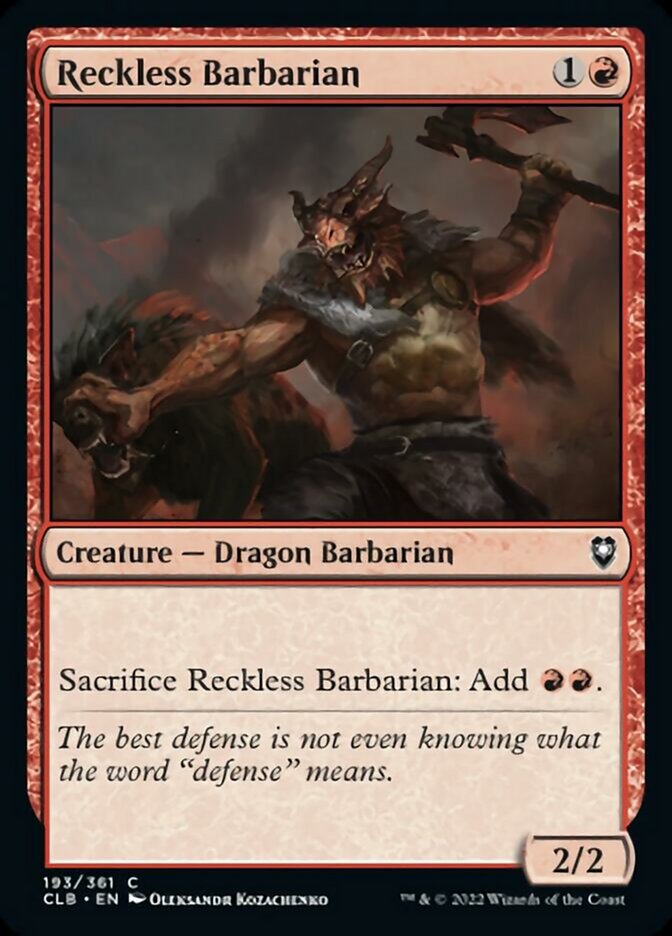 Reckless Barbarian [Commander Legends: Battle for Baldur's Gate] | Good Games Morley
